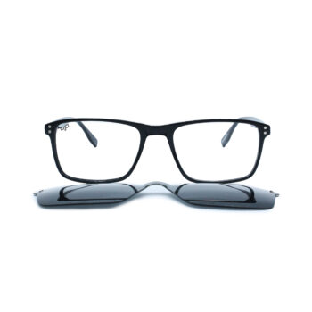 SQUARE OOG HANDMADE BLACK POLARISED CLIP ON