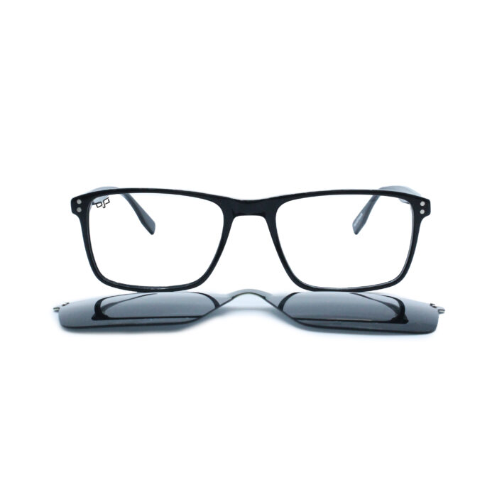 SQUARE OOG HANDMADE BLACK POLARISED CLIP ON - Image 1