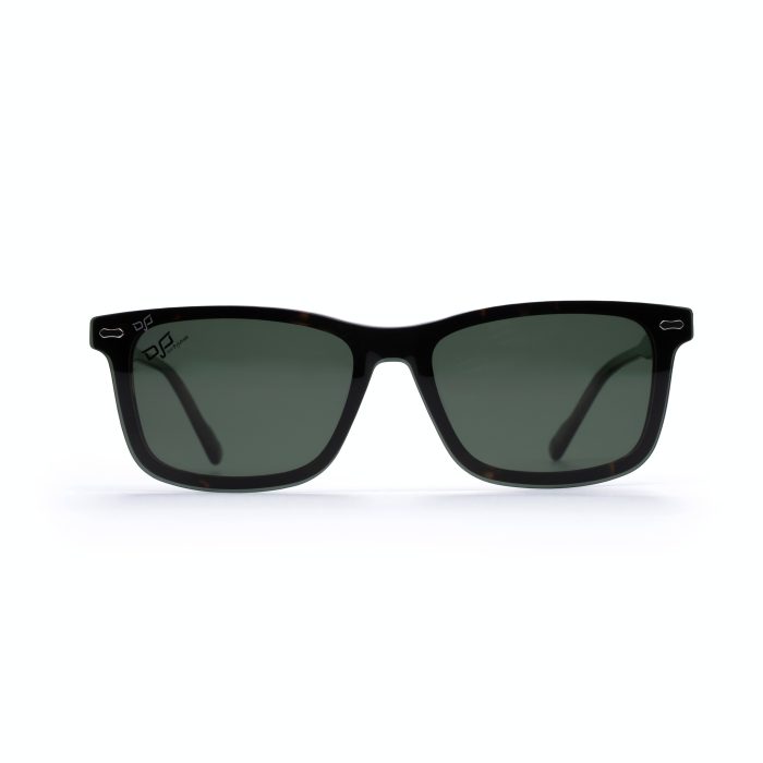 SQUARE OOG SHELL BROWN HANDMADE WITH POLARISED CLIP ON - Image 1