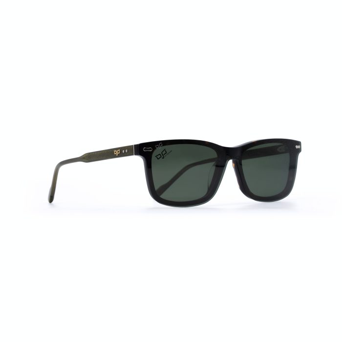 SQUARE OOG SHELL BROWN HANDMADE WITH POLARISED CLIP ON - Image 2