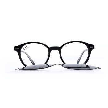 ROUND OOG SHINE BLACK HANDMADE WITH POLARISED CLIP ON