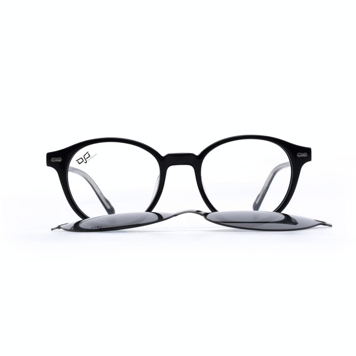 ROUND OOG SHINE BLACK HANDMADE WITH POLARISED CLIP ON - Image 1