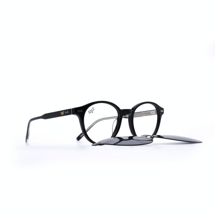 ROUND OOG SHINE BLACK HANDMADE WITH POLARISED CLIP ON - Image 2