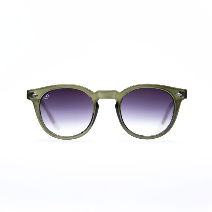 ROUND CLEAR GREEN FRAME AND CLEAR TEMPLES WITH BLACK LENSES - Image 1