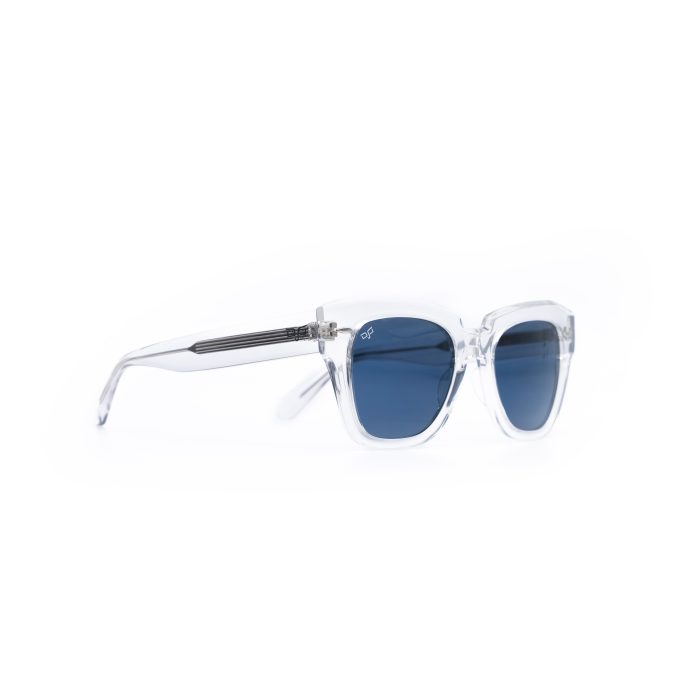 SQUARE CLEAR FRAME AND TEMPLES WITH BLUE LENSES HANDMADE - Image 2