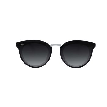 OVAL BLACK FRAME AND TEMPLES WITH BLACK LENSES