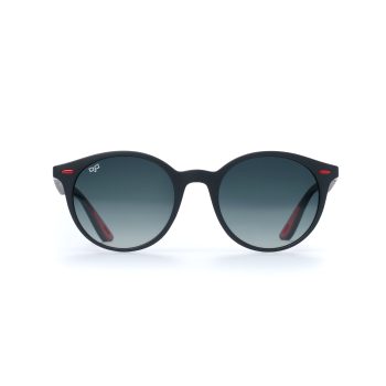 ROUND BLACK FRAME AND TEMPLES WITH POLARISED LENSES