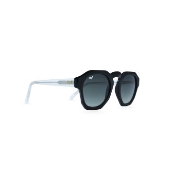 ROUND BLACK FRAME WITH CLEAR TEMPLES AND BLACK LENSES - Image 2
