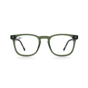 SQUARE OOG CLEAR GREEN AND SHELL BROWN HANDMADE WITH POLARISED CLIP ON - Image 3