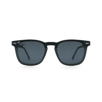 SQUARE OOG CLEAR GREEN AND SHELL BROWN HANDMADE WITH POLARISED CLIP ON - Image 4