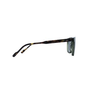 SQUARE OOG CLEAR GREEN AND SHELL BROWN HANDMADE WITH POLARISED CLIP ON - Image 6