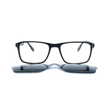 SQUARE OOG HANDMADE BLACK POLARISED CLIP ON