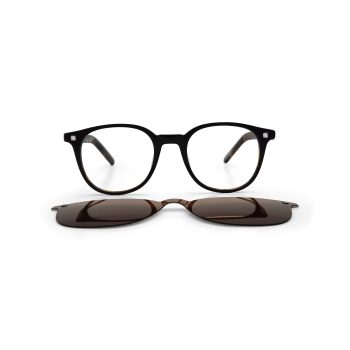 ROUND ONCE HANDMADE SHELL BROWN POLARISED CLIP ON