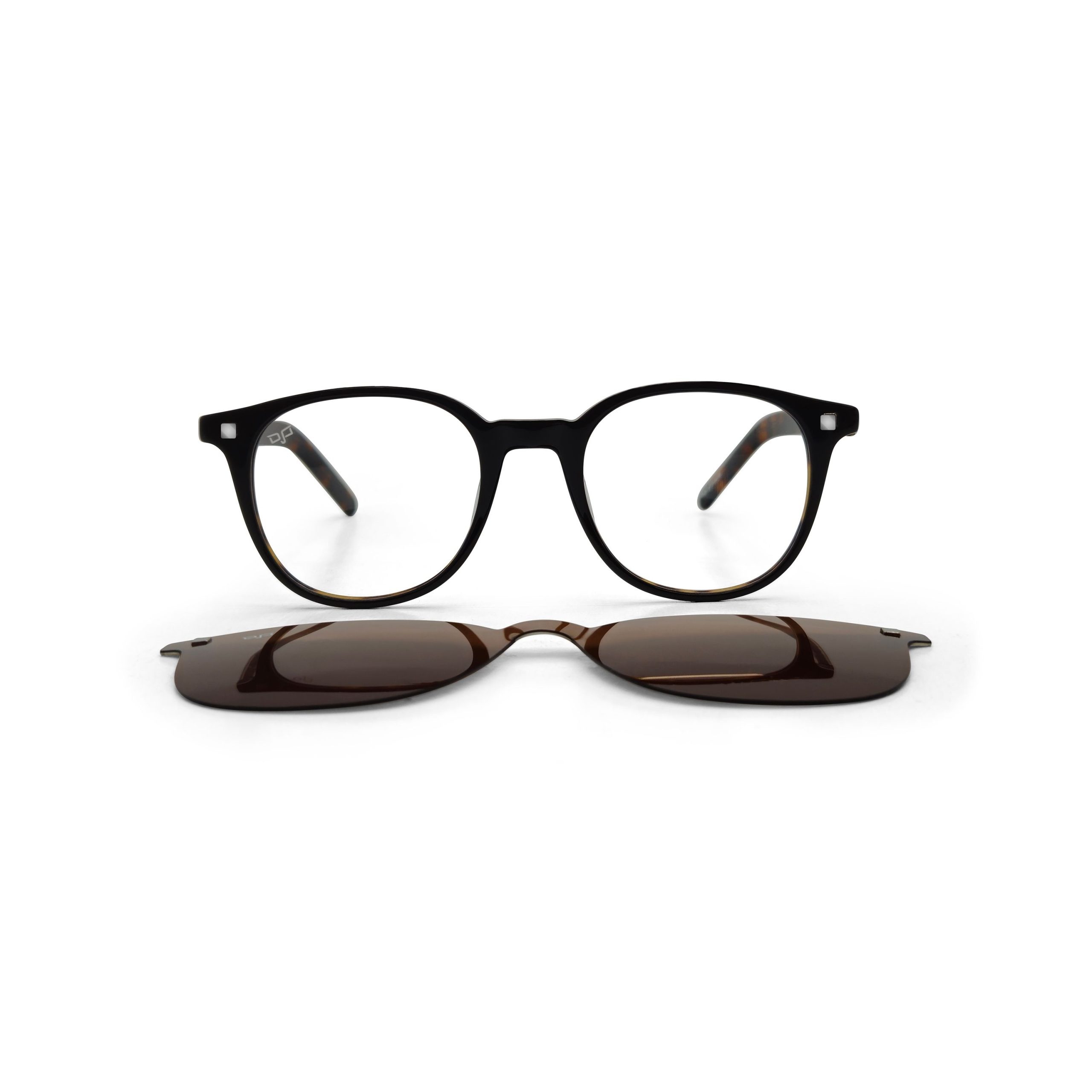 38OVE30079-A.jpg ROUND ONCE HANDMADE SHELL BROWN POLARISED CLIP ON - Image 1