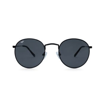 CLASSIC ROUND METAL SUNGLASSES WITH BLACK LENSES