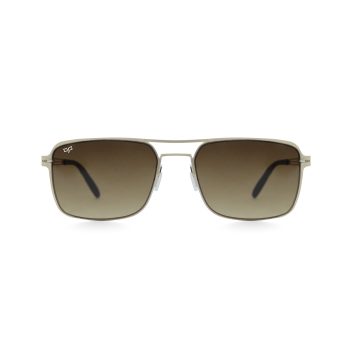 SQUARE STAINLESS STEEL SCREW LESS GOLD FRAME AND BROWN LENSES